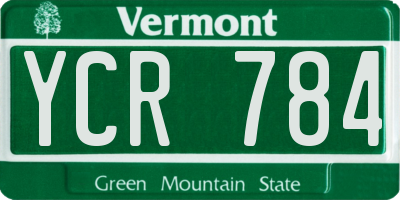 VT license plate YCR784