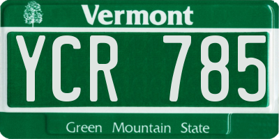 VT license plate YCR785