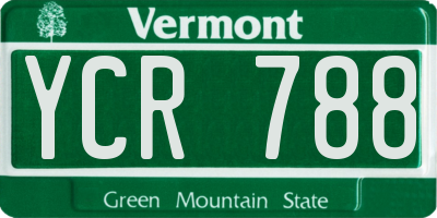 VT license plate YCR788
