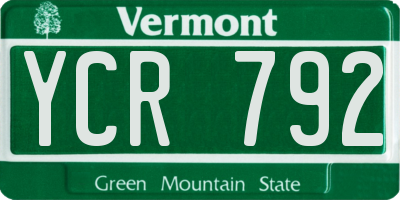 VT license plate YCR792