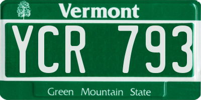 VT license plate YCR793