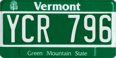 VT license plate YCR796