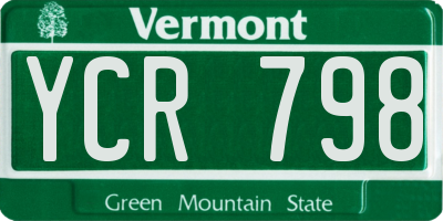VT license plate YCR798