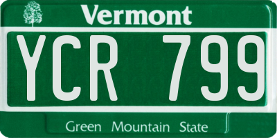 VT license plate YCR799