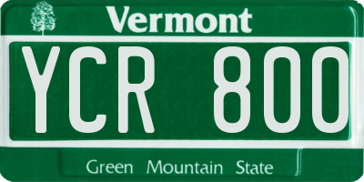VT license plate YCR800