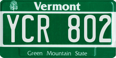 VT license plate YCR802