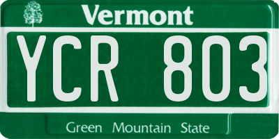 VT license plate YCR803