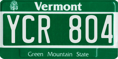 VT license plate YCR804
