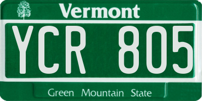 VT license plate YCR805