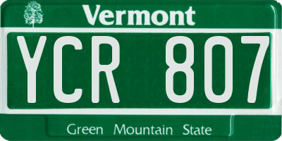 VT license plate YCR807