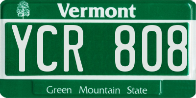 VT license plate YCR808