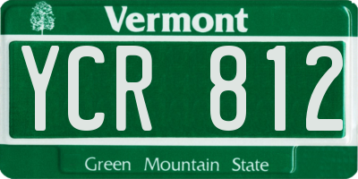 VT license plate YCR812