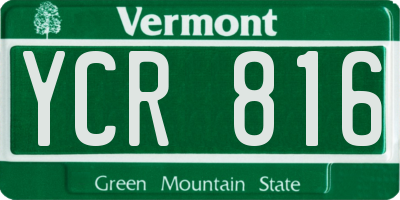 VT license plate YCR816