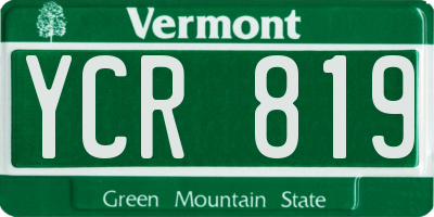 VT license plate YCR819