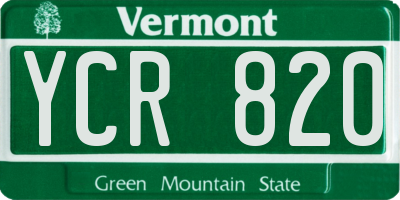 VT license plate YCR820
