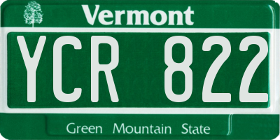 VT license plate YCR822