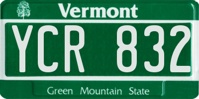 VT license plate YCR832