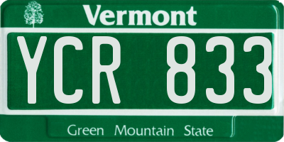 VT license plate YCR833