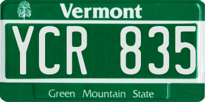 VT license plate YCR835