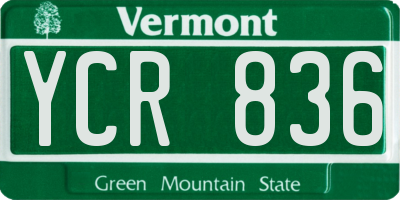 VT license plate YCR836