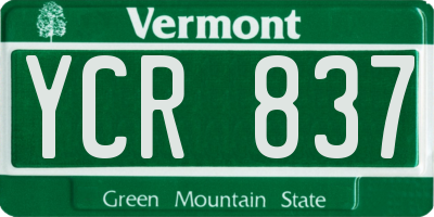 VT license plate YCR837
