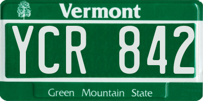 VT license plate YCR842