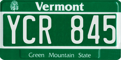 VT license plate YCR845
