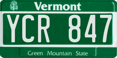 VT license plate YCR847