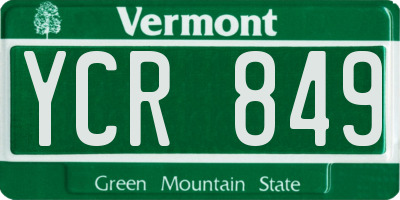 VT license plate YCR849