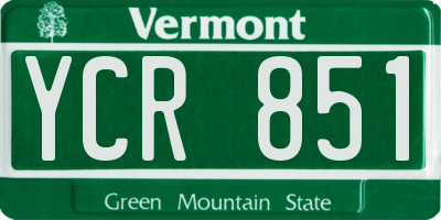 VT license plate YCR851