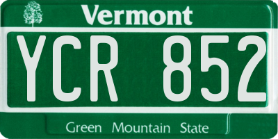 VT license plate YCR852