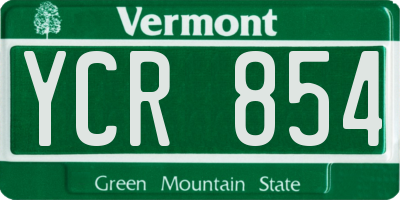 VT license plate YCR854