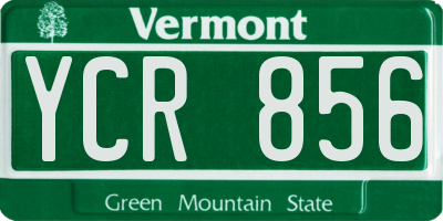 VT license plate YCR856