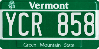 VT license plate YCR858