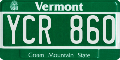 VT license plate YCR860