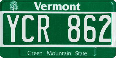 VT license plate YCR862