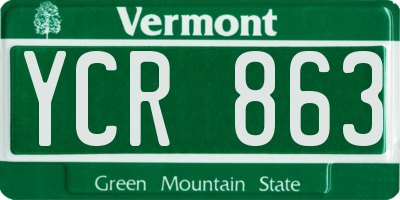 VT license plate YCR863