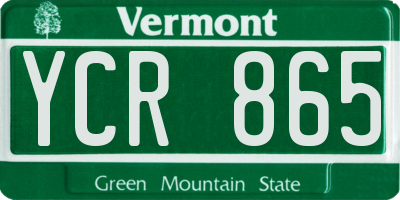 VT license plate YCR865
