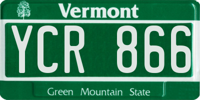 VT license plate YCR866