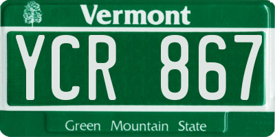 VT license plate YCR867