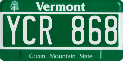 VT license plate YCR868