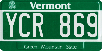 VT license plate YCR869