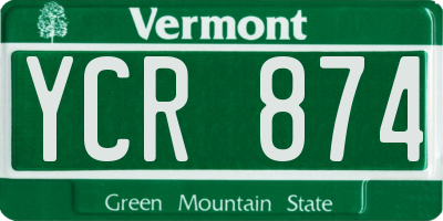 VT license plate YCR874