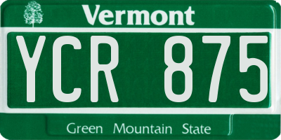 VT license plate YCR875
