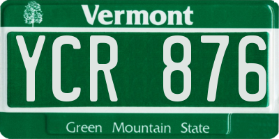 VT license plate YCR876