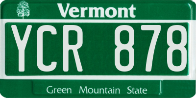 VT license plate YCR878
