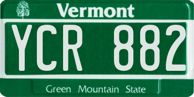 VT license plate YCR882