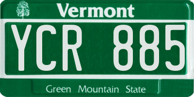 VT license plate YCR885