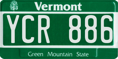 VT license plate YCR886