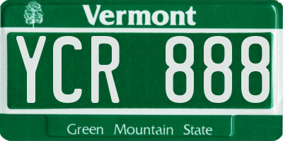 VT license plate YCR888